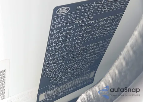 2016 Land Rover Range Rover 3.0L V6 Turbocharged Diesel Td6 from USA, damaged, VIN SALGR2KF1GA311998